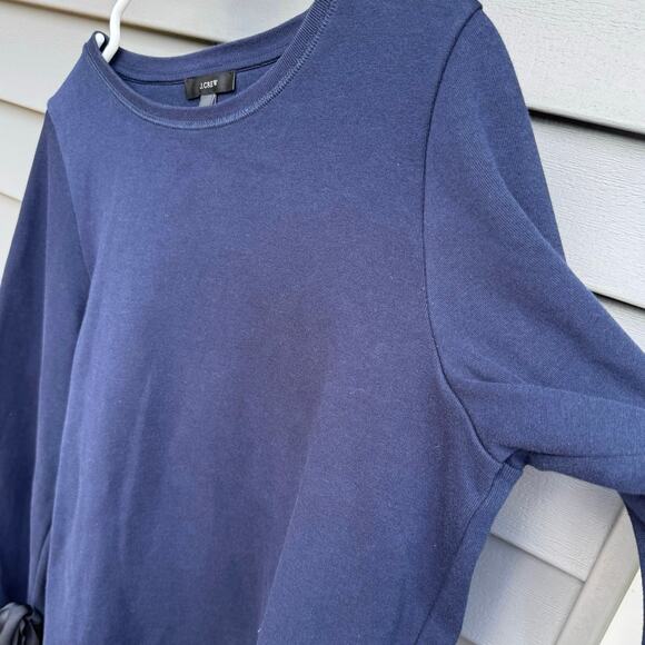 J.Crew size M Ribbon Tie Bell Sleeve Crewneck Sweatshirt - Navy - Picture 6 of 12